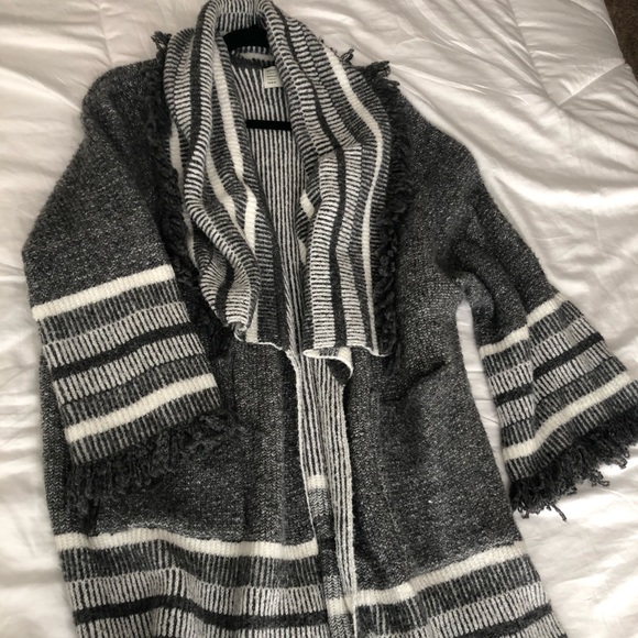 Anthropologie Gray Striped Kimono Cardigan - Picture 3 of 4